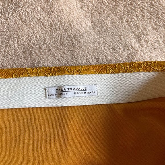 Zara Yellow Mustard Lace Midi Skirt - Picture 4 of 7